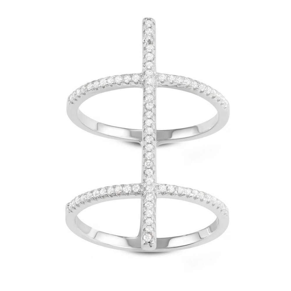 Sterling Silver Extra Long Double CZ Row